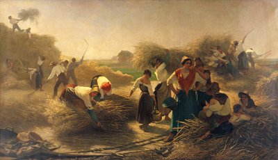 リールの畑での菜種の脱穀 作： Auguste Joseph Herlin