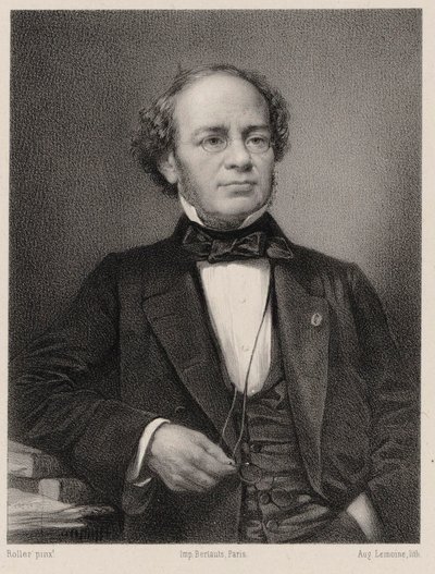 作曲家ジャック・フロメンタル・アレヴィの肖像画（1799～1862年）。 作： Auguste Lemoine