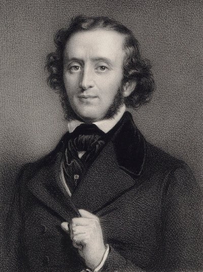 ピアニストで作曲家のフェリックス・メンデルスゾーン・バルトルディの肖像 (1809-1847)。 作： Auguste Lemoine