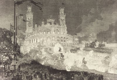 7月14日。 パレ・デュ・トロカデロのイルミネーション、1883年。 作： Auguste Lepere