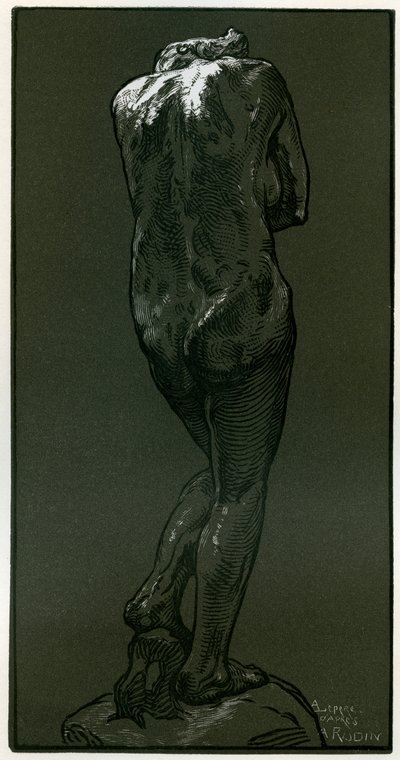 1898年にロダンの彫像の後の木版画。 作： Auguste Louis Lepère