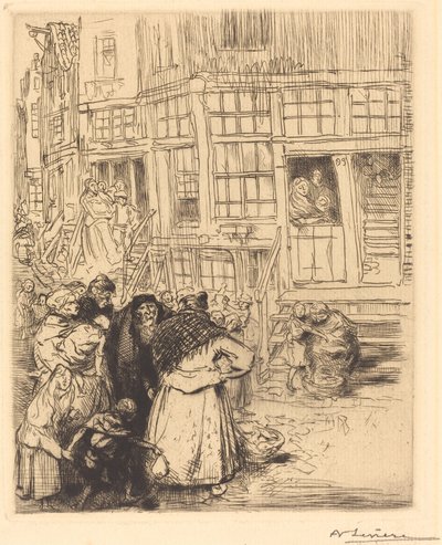 アムステルダムのユダヤ人街 作： Auguste Lepere