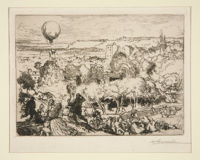 The Falling balloon, in Pr?-Saint-Gervais (The Falling Balloon, in Pre-Saint-Gervais) 作： Auguste Lepere