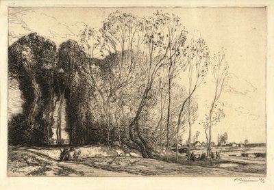 2体の風景（エッチング） 作： Auguste Lepere