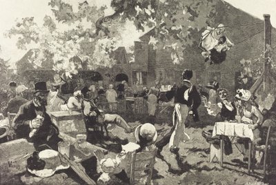 1888年、ムードンの森にあるブリュイエールのキャバレー。 作： Auguste Lepere