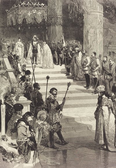 1883 年 5 月 27 日、ロシア皇帝アレクサンドル 3 世の戴冠式。 作： Auguste Lepere