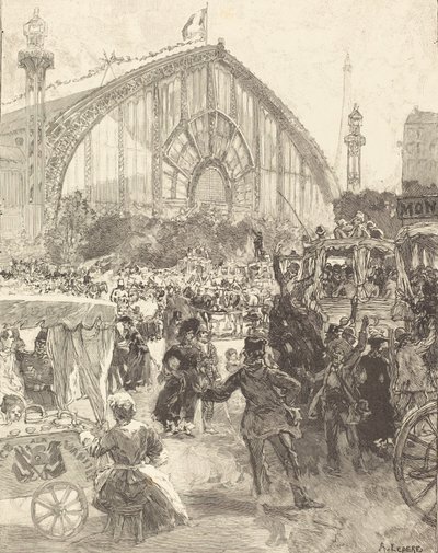 機械の宮殿、1889 年に出版。 作： Auguste Lepere