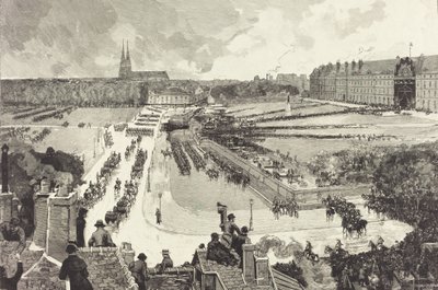 1885 年、クールベ提督の遺骨に与えられた軍の栄誉。 作： Auguste Lepere