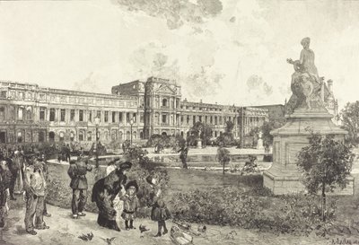 解体前のチュイルリー宮殿の廃墟、1883年。 作： Auguste Lepere