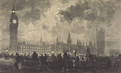 夕方9時の国会議事堂 - 夕方9時のロンドン国会議事堂 - ロンドン、1890年。 作： Auguste Lepere
