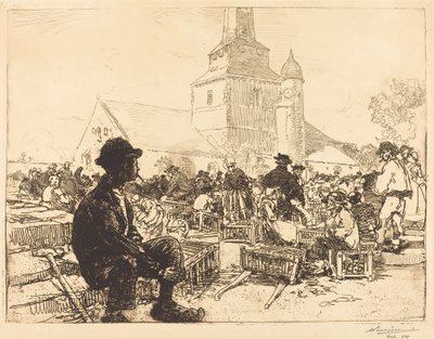 サン・ジャン・ド・モンの家禽市場 作： Auguste Lepere