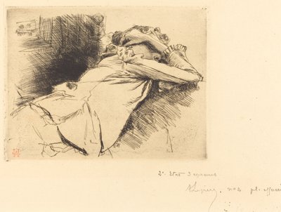 寝そべる女性 作： Auguste Lepere