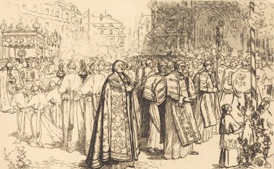 行列のナント大聖堂への帰還 レントリー・デ・ラ・行列のナント大聖堂、190 作： Auguste Lepere