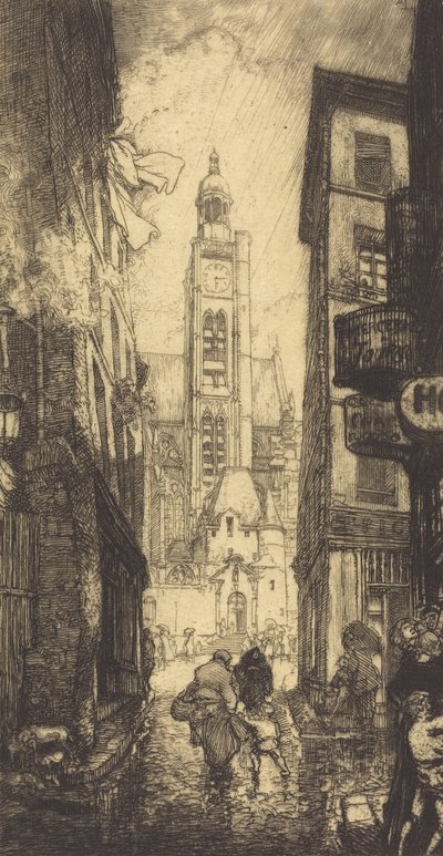 モンターニュ・サント・ジュヌヴィエーヴ通り、パリ、1​​906年。 作： Auguste Lepere