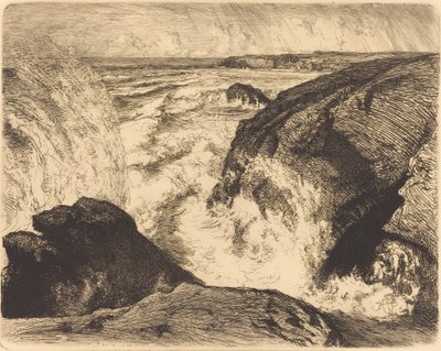 春の潮、ロックス オブ ザイオン グランデ マリー、ロシェ ド シオン、ヴァンデ、1907 年。 作： Auguste Lepere