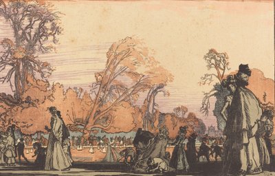 チュイルリーの池、1898 年。 作： Auguste Lepere