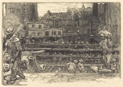 荷降ろし、サン マルタン運河 しっくいの荷降ろし、サン マルタン運河、1890 年。 作： Auguste Lepere