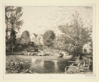 Vieille passerelle, bords du petit Morin (古い歩道橋、小さなモランのほとり) 作： Auguste Lepere