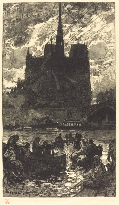 ノートルダム裏の水飲み場 作： Auguste Lepere