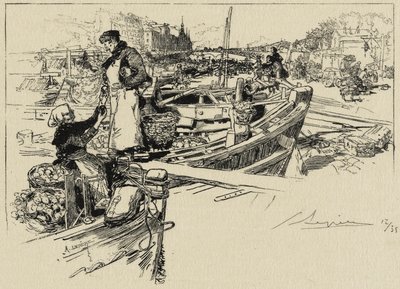 ワーフシーン、おそらく1880年代（ティッシュエッチング） 作： Auguste Louis Lepère