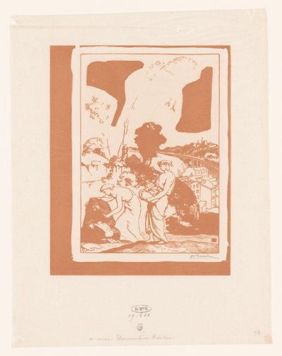 音楽と詩は芸術家を助ける La Musique et la Poesie secourant les Artistes 作： Auguste Lepère (signed by artist)