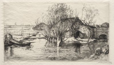 浸水した小屋 作： Auguste Louis Lepère