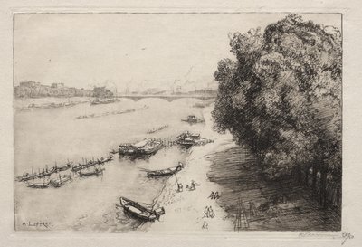 ナショナル ブリッジのセーヌ川 作： Auguste Louis Lepère