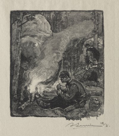 木こりの食事 作： Auguste Louis Lepère