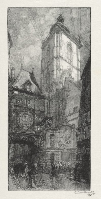 イラスト入りルーアン：大時計 作： Auguste Louis Lepère