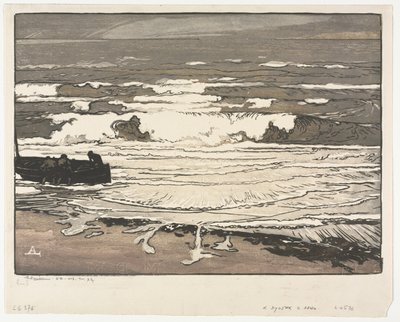 砕ける波、1901 年 9 月の潮 作： Auguste Louis Lepère