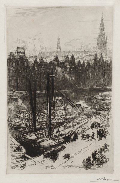 アムステルダム、ビクトリア ホテルの眺め 作： Auguste Louis Lepère
