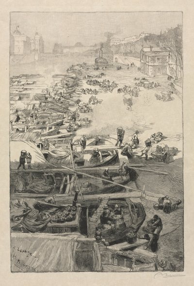 ポテトがホテルドヴィルに到着、1883年。 作： Auguste Louis Lepère