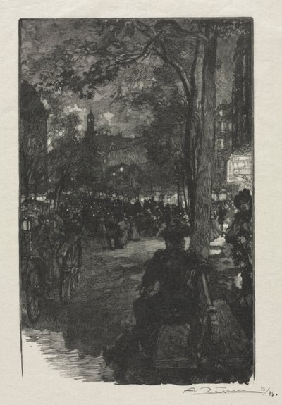モンマルトル大通り、夕方 作： Auguste Louis Lepère