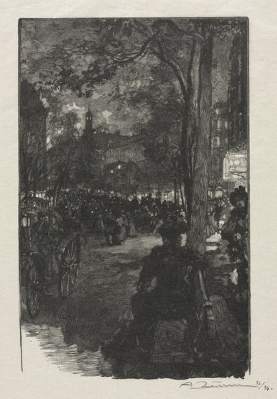 大通りモンマルトル、夕方、1890。 作： Auguste Louis Lepère