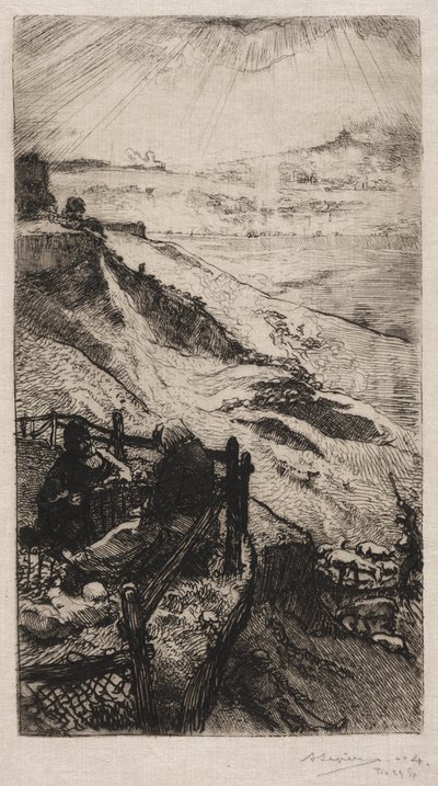 1898年、パリ近郊のキャリアデリック。 作： Auguste Louis Lepère