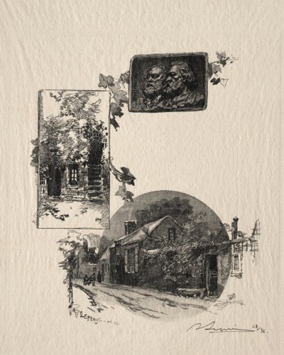 ルソー工房とミレー邸への入場 作： Auguste Louis Lepère