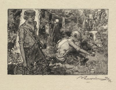 Fontainebleau Forest：Gatherine Lily-of-the-Valley LaForêtde Fontainebleau ...、1890。 作： Auguste Louis Lepère