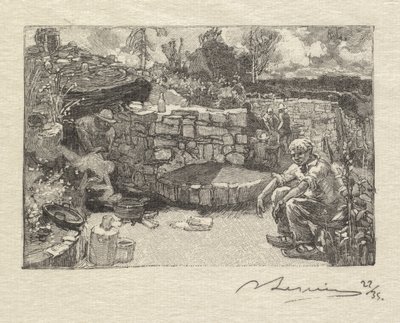 フォンテーヌブローの森：Quarrymans Lodge LaForêtde Fontainebleau：キャリアログ、1890年。 作： Auguste Louis Lepère