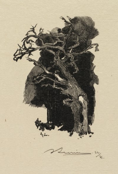 フォンテーヌブローの森：荒れ狂う者 作： Auguste Louis Lepère