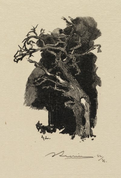 フォンテーヌブローの森：荒れ狂うワンラフォードゥフォンテーヌブロー：ルラジェール、1890年。 作： Auguste Louis Lepère