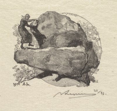 フォンテーヌブローの森：震える岩ラフォードゥフォンテーヌブロー：ラロッシュキトランブル、1890年。 作： Auguste Louis Lepère