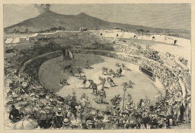 イタリア。 ポンペイの祭典、剣闘士のサーカス 作： Auguste Louis Lepère