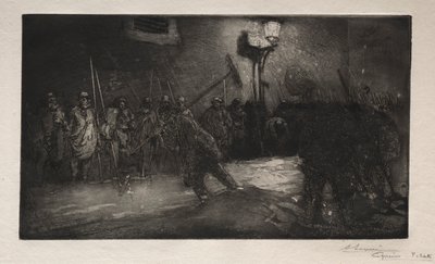夜の掃除人の呼びかけ、1890年。 作： Auguste Louis Lepère
