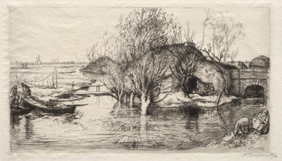 浸水した小屋 作： Auguste Louis Lepère