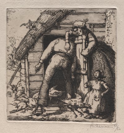 鶏小屋は最大のものをキャッチします 作： Auguste Louis Lepère