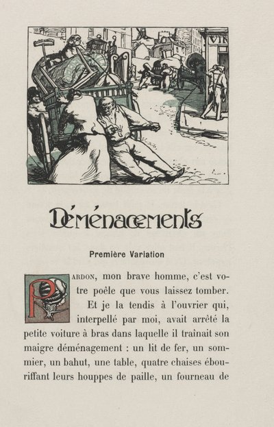 風景と街角：移動、1900。 作： Auguste Louis Lepère