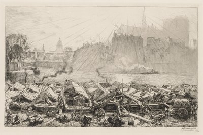 グレートアップルマーケット、1917年。 作： Auguste Louis Lepère