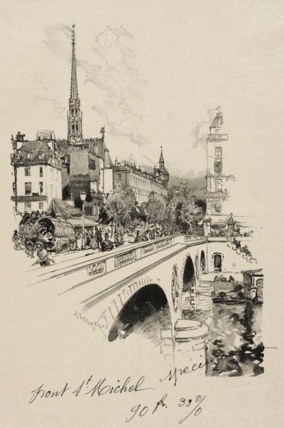 聖ミシェル橋。 作： Auguste Louis Lepère