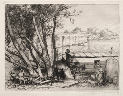 ポンドポワシー、1917年。 作： Auguste Louis Lepère