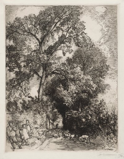群れの帰還、クレヴクール 作： Auguste Louis Lepère